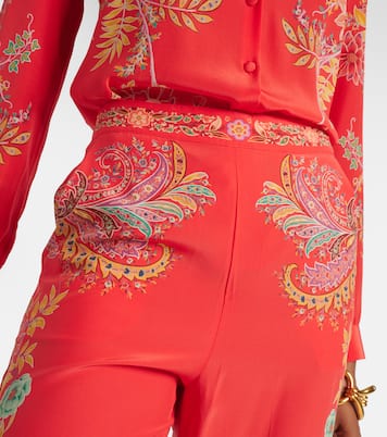 Pantaloni a palazzo in crêpe de chine di seta con stampa | Etro