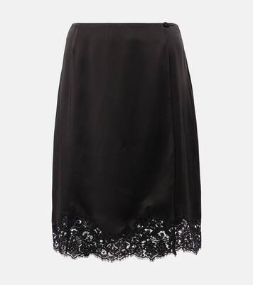Jupe midi en satin à dentelle | Stella McCartney