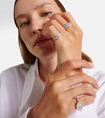 Anello in oro bianco 18kt e smalto con diamanti | Kamyen