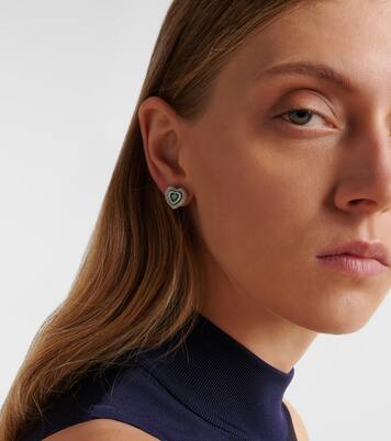 Boucles d'oreilles Heart en or blanc 18 ct, diamants et émeraudes | Kamyen