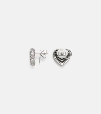 Boucles d'oreilles Heart en or blanc 18 ct, diamants et émeraudes | Kamyen