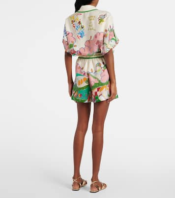 Nadia printed high-rise linen shorts | Alémais