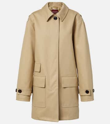 Trench in gabardine di cotone con logo | Gucci