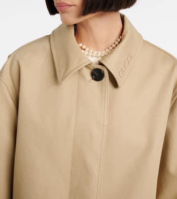 Trench in gabardine di cotone con logo | Gucci