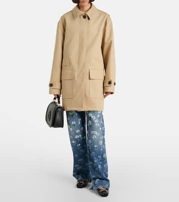 Trench in gabardine di cotone con logo | Gucci
