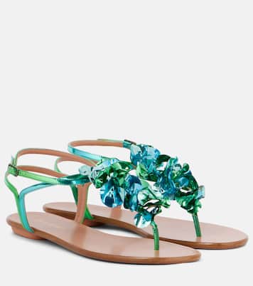 Sandales Summer Sun en cuir métallisé | Aquazzura