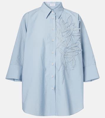 Camisa en mezcla de algodón con aplique | Brunello Cucinelli