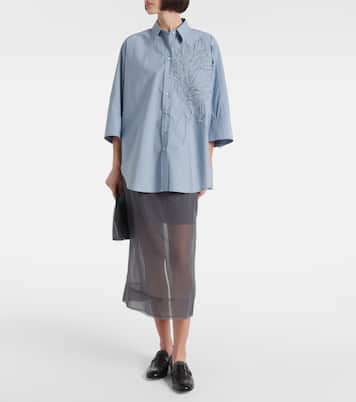 Camisa en mezcla de algodón con aplique | Brunello Cucinelli