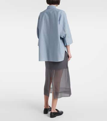 Camisa en mezcla de algodón con aplique | Brunello Cucinelli