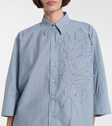 Camisa en mezcla de algodón con aplique | Brunello Cucinelli