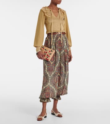 VLogo Cherryfic raffia-effect pouch | Valentino Garavani