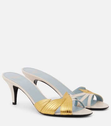 Mules Foliefoliage in pelle metallizzata | Valentino Garavani