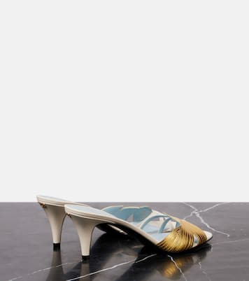 Mules Foliefoliage in pelle metallizzata | Valentino Garavani