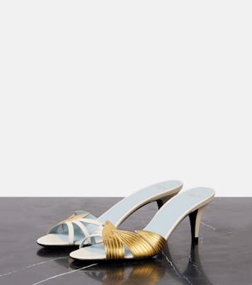 Mules Foliefoliage in pelle metallizzata | Valentino Garavani