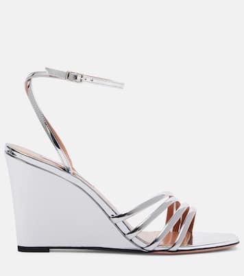 Latour 85 metallic-effect wedge sandals | Aquazzura