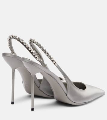 Lidia 105 embellished satin slingback pumps | Paris Texas