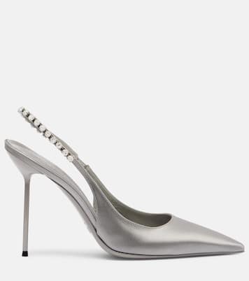 Lidia 105 embellished satin slingback pumps | Paris Texas