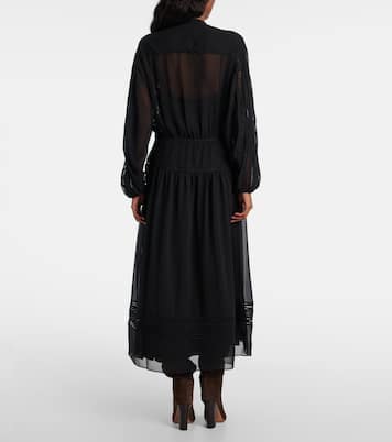 Lace-trimmed georgette midi dress | Polo Ralph Lauren