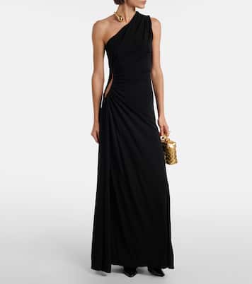Cutout one-shoulder jersey crêpe gown | Bottega Veneta