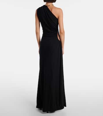 Cutout one-shoulder jersey crêpe gown | Bottega Veneta