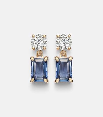 14kt gold (585/1000) earrings with diamonds and blue sapphires | Stone and Strand