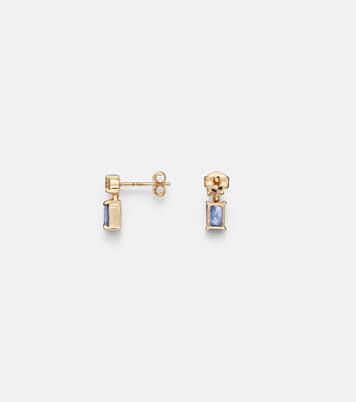 14kt gold (585/1000) earrings with diamonds and blue sapphires | Stone and Strand