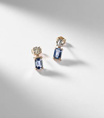 14kt gold (585/1000) earrings with diamonds and blue sapphires | Stone and Strand
