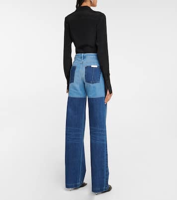 Bicolor high-rise wide-leg jeans in blue - Peter Do | Mytheresa