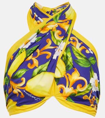 Printed cotton poplin crop top | Dolce&Gabbana