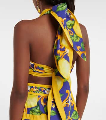 Printed cotton poplin crop top | Dolce&Gabbana