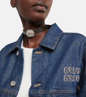 Choker in pelle con cristalli | Miu Miu