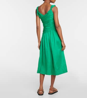 Abito midi Tiggy in lino con ruches | Zimmermann