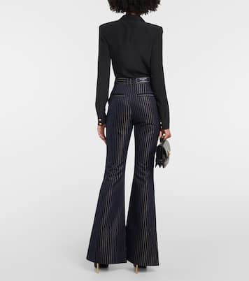 Flared Lurex® pinstripe jeans  | Balmain