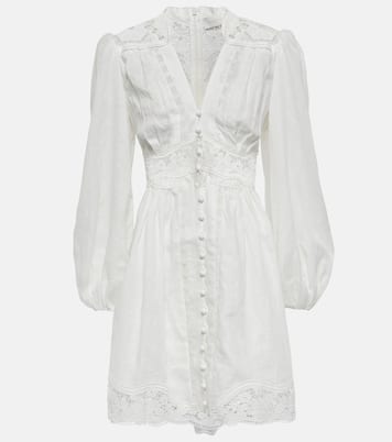 Vestido corto August de lino con encaje | Zimmermann