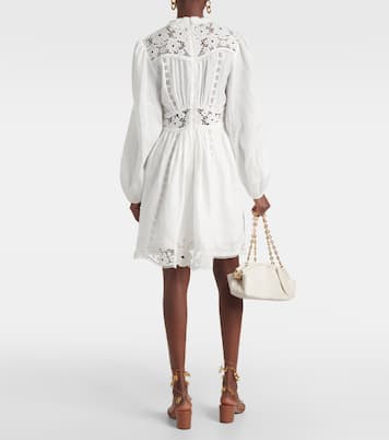 Vestido corto August de lino con encaje | Zimmermann