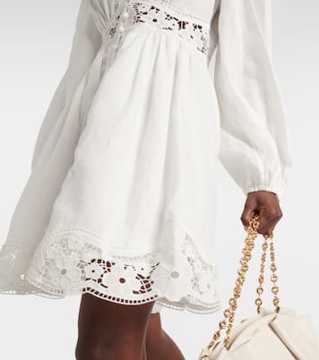 Vestido corto August de lino con encaje | Zimmermann