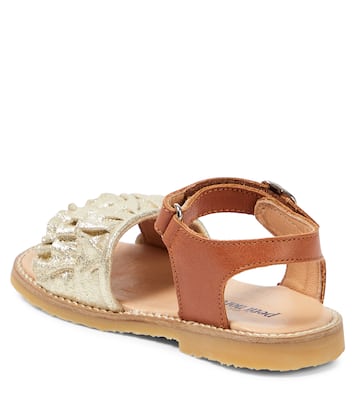 Sandalen Ruffles mit Metallic-Leder | Petit Nord