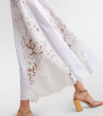 Abito midi in cotone con pizzo | Oscar de la Renta
