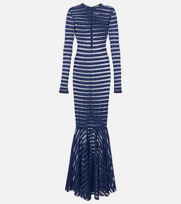 Abito lungo in mesh a righe | Norma Kamali