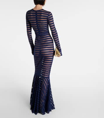 Abito lungo in mesh a righe | Norma Kamali