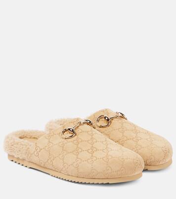 Mules Horsebit in suede GG | Gucci