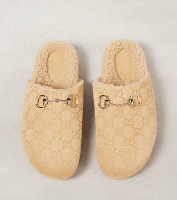Mules Horsebit in suede GG | Gucci