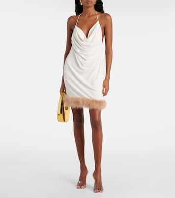 Minikleid Boa aus Jersey mit Federn | Coperni