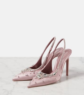 Escarpins slingback en satin à cristaux | Gucci