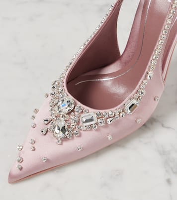 Escarpins slingback en satin à cristaux | Gucci