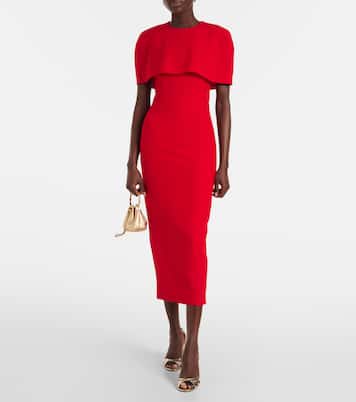 Abito midi in crêpe con mantella | Roland Mouret