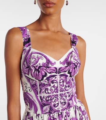 Abito lungo a corsetto Majolica in cotone | Dolce&Gabbana
