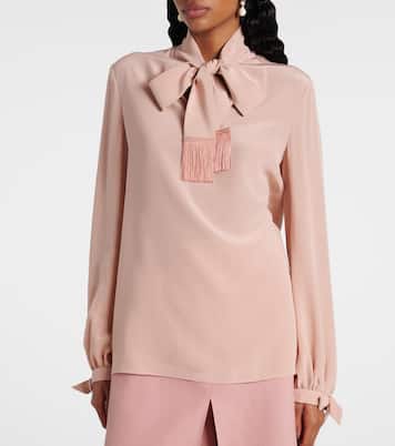 Camicia in crêpe di seta con fiocco | Valentino