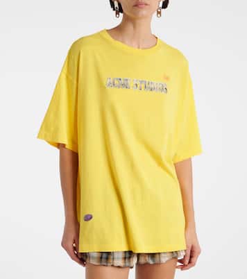 Camiseta en mezcla de jersey con logo | Acne Studios