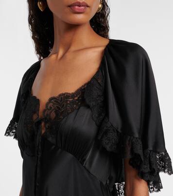 Caped lace-trimmed silk maxi dress | Chloé